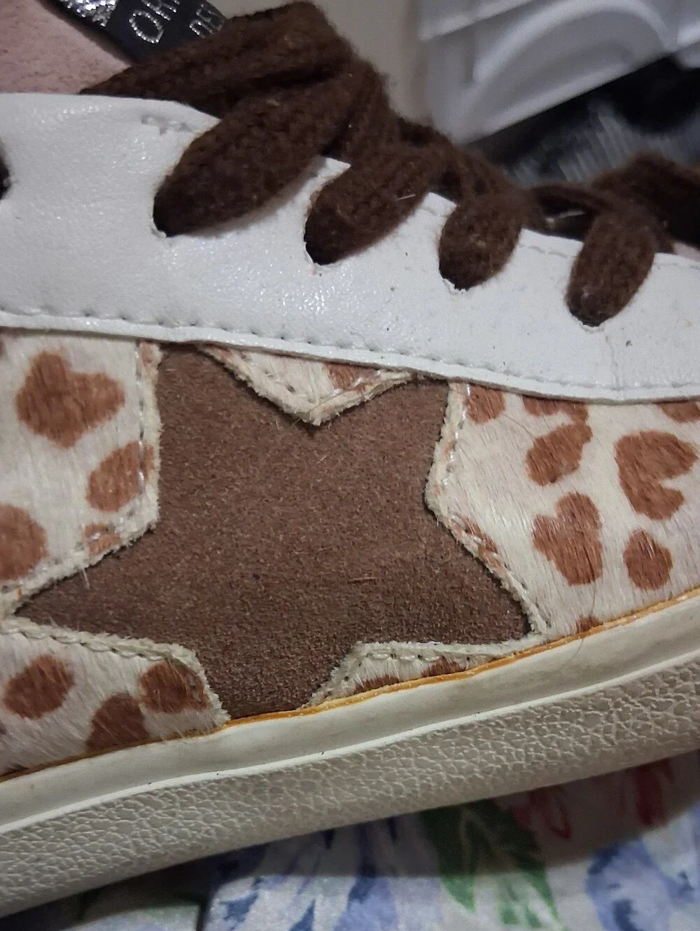 VINTAGE HAVANA Suede Leopard Star Laceup Sneakers
